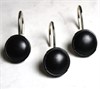 Black Color Rounds Shower Curtain Rings and Hooks